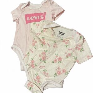Levi's Pink and White Baby Bodysuit Duo